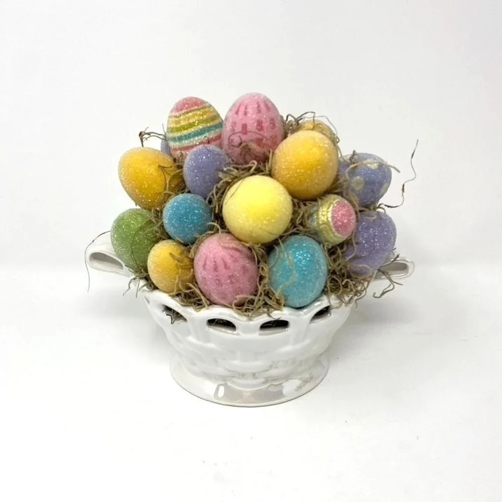 Target Frosted Easter Egg Bouquet Iridescent Planter Vase Basket Decor